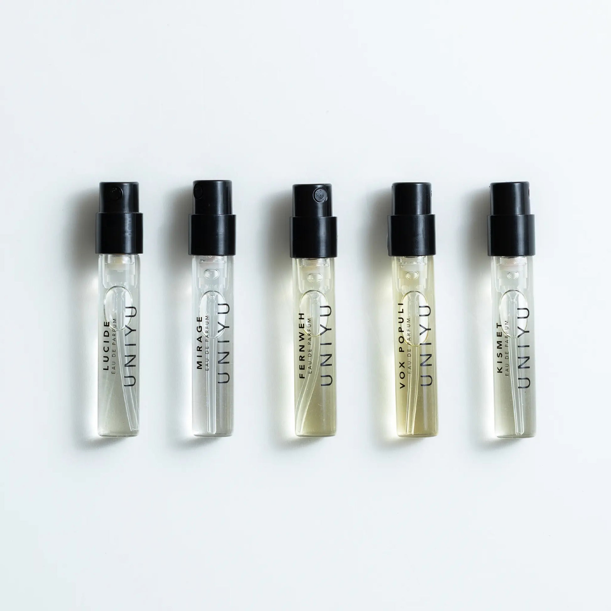 Explore your next signature scent with the UNIYU Discovery Set, featuring five 2 ml vials of our finest fragrances.